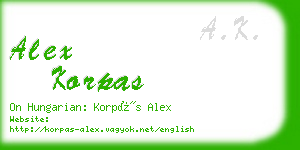 alex korpas business card